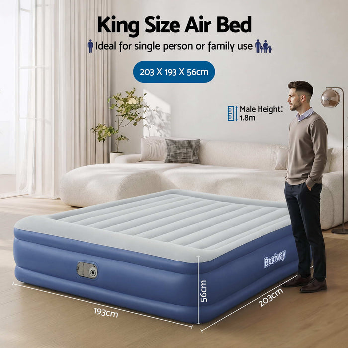 Bestway King Air Bed Inflatable Mattress Sleeping Mat Battery Built-in Pump
