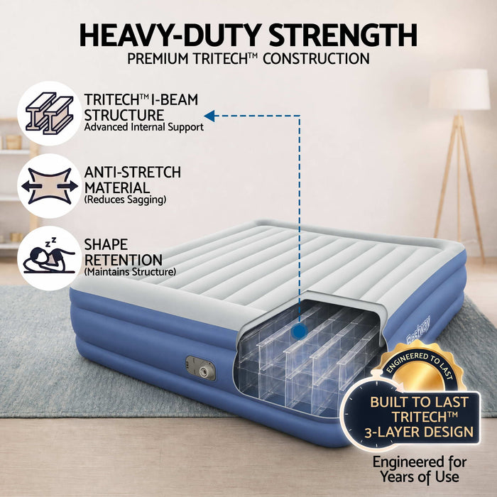 Bestway King Air Bed Inflatable Mattress Sleeping Mat Battery Built-in Pump