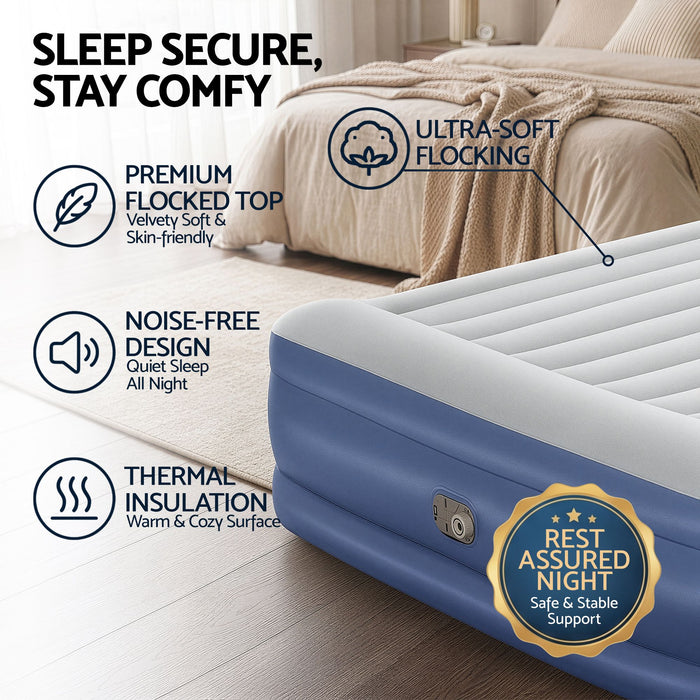Bestway King Air Bed Inflatable Mattress Sleeping Mat Battery Built-in Pump