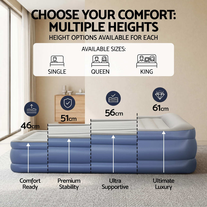 Bestway King Air Bed Inflatable Mattress Sleeping Mat Battery Built-in Pump