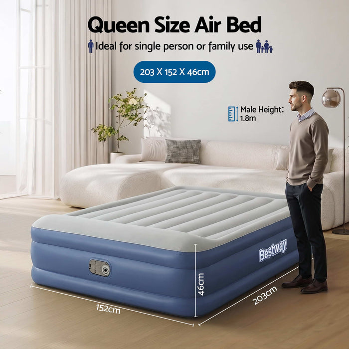 Bestway Queen Air Bed Inflatable Mattress Sleeping Mat Battery Built-in Pump