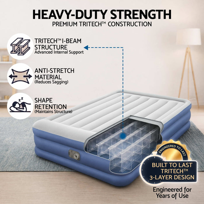 Bestway Queen Air Bed Inflatable Mattress Sleeping Mat Battery Built-in Pump