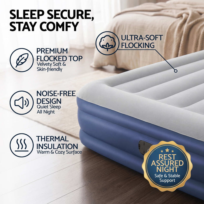 Bestway Queen Air Bed Inflatable Mattress Sleeping Mat Battery Built-in Pump