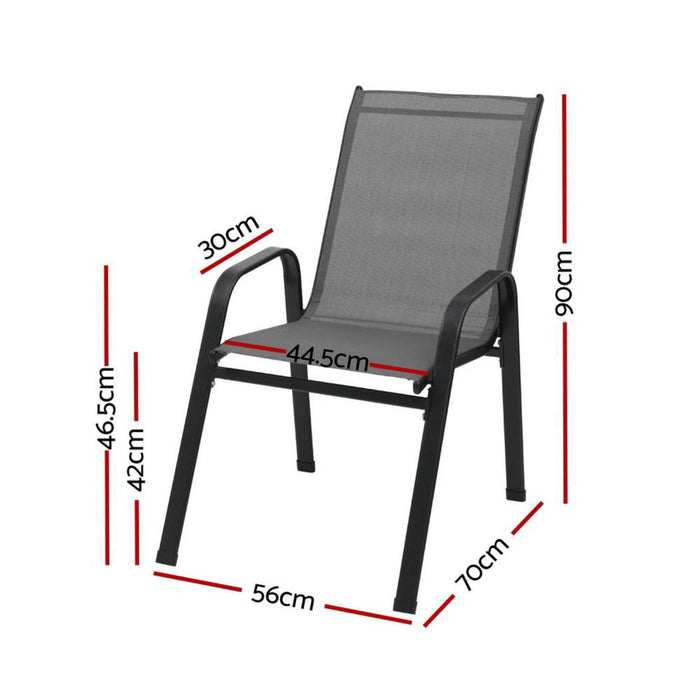 Gardeon 4PC Outdoor Dining Chairs Stackable Lounge Chair Patio Furniture Black