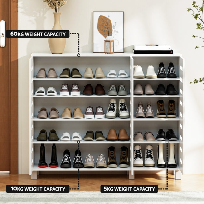 Artiss Shoe Rack Cabinet 30 Pairs Adjustable Shelf White