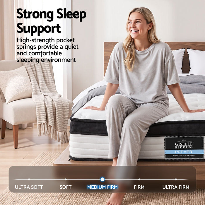 Giselle Bedding Devon Euro Top Pocket Spring Mattress 31cm Thick Queen