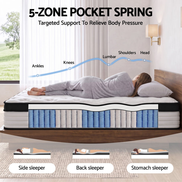 Giselle Bedding Devon Euro Top Pocket Spring Mattress 31cm Thick Queen