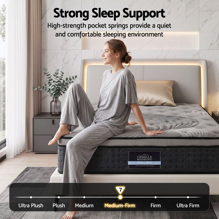 Giselle Bedding Alanya Euro Top Pocket Spring Mattress 34cm Thick King Single