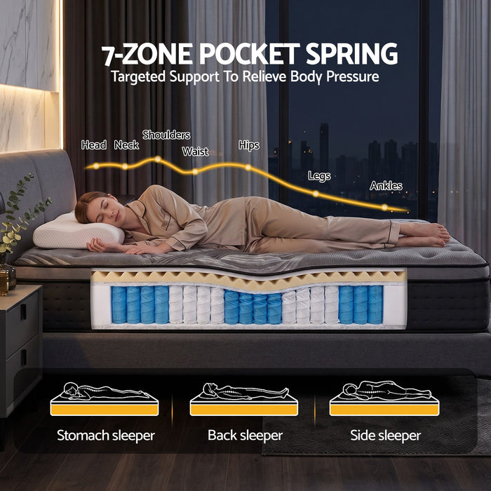 Giselle Bedding Alanya Euro Top Pocket Spring Mattress 34cm Thick King Single