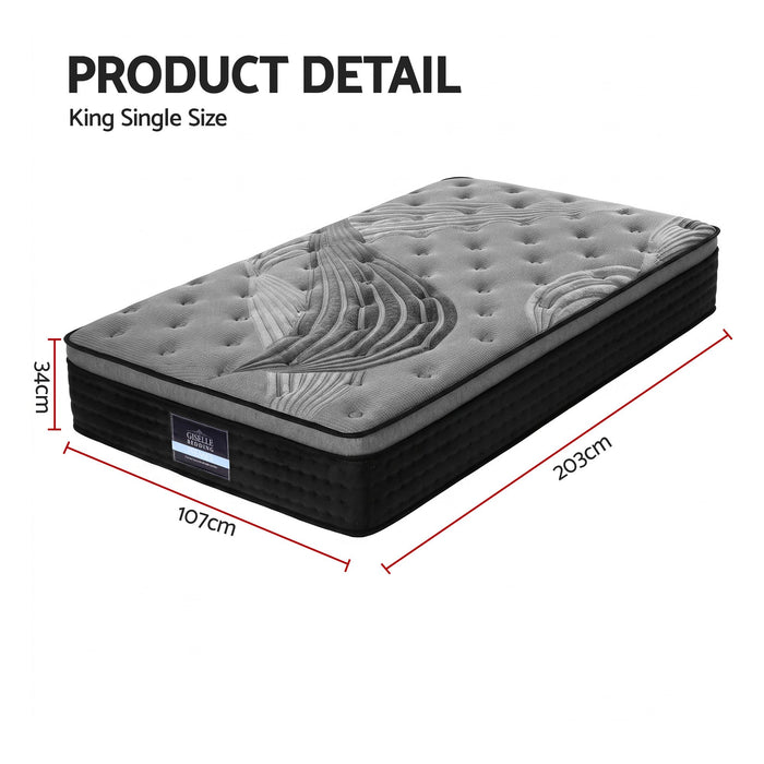 Giselle Bedding Alanya Euro Top Pocket Spring Mattress 34cm Thick King Single