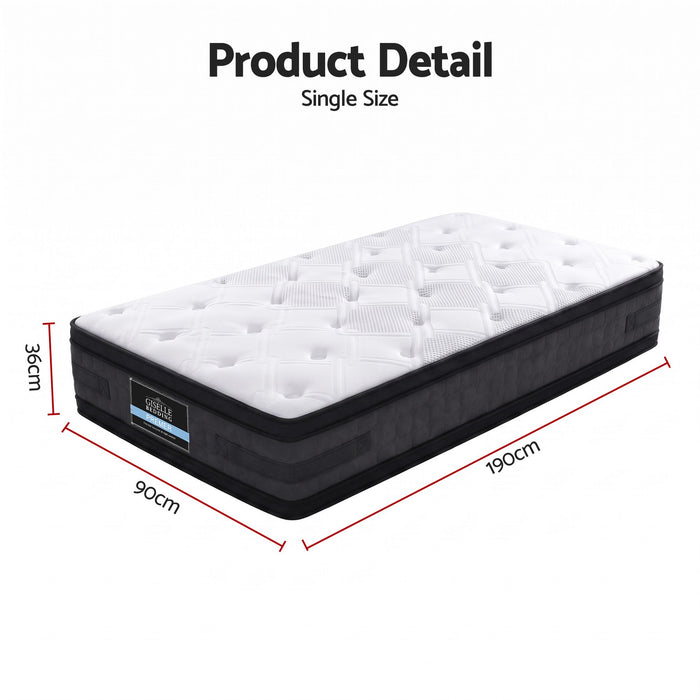 Giselle Bedding Luna Euro Top Cool Gel Pocket Spring Mattress 36cm Thick Single