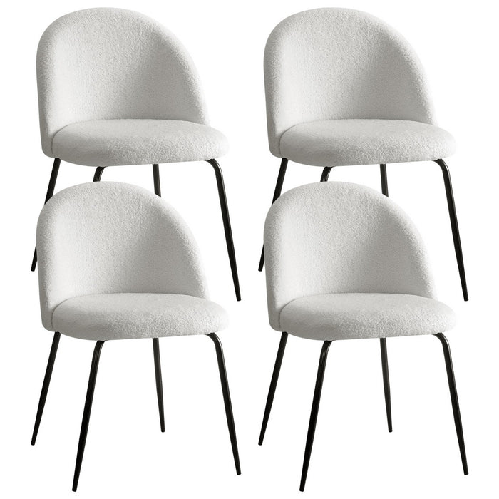 Artiss Dining Chairs Set of 4 Sherpa Boucle White