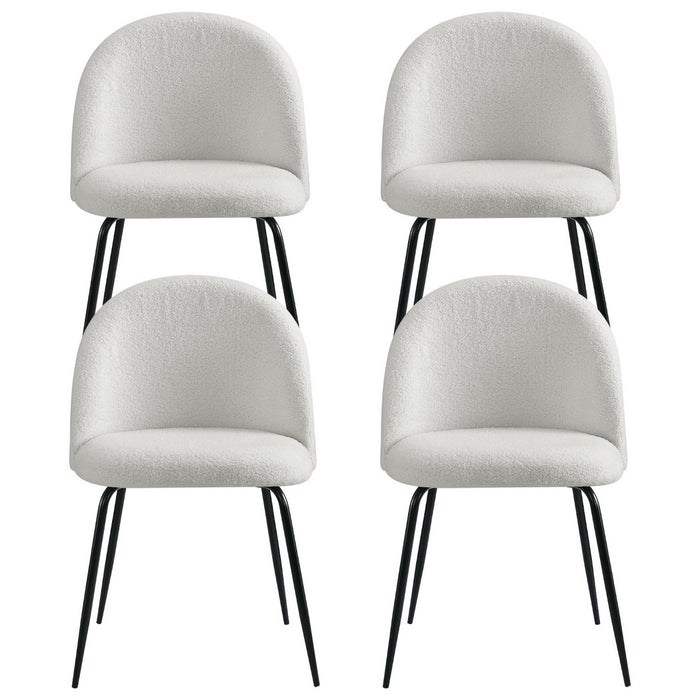 Artiss Dining Chairs Set of 4 Sherpa Boucle White