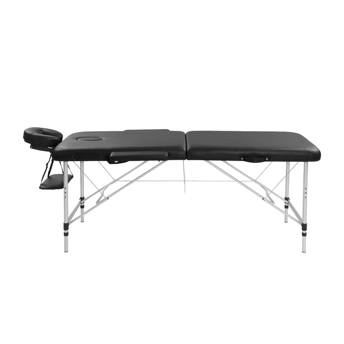 Zenses 2 Fold Portable Aluminium Massage Table Massage Bed Beauty Therapy Black 55cm
