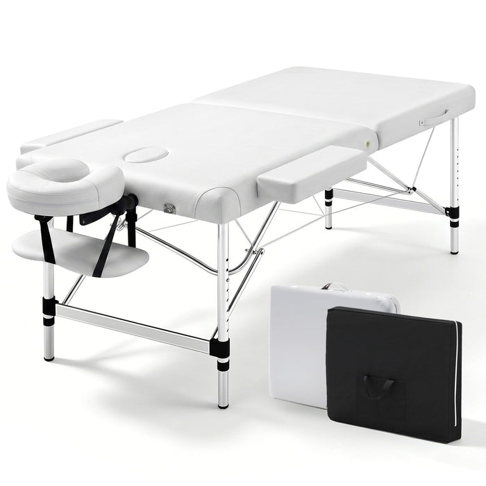 Zenses 75cm Wide Portable Aluminium Massage Table Two Fold Treatment Beauty Therapy White