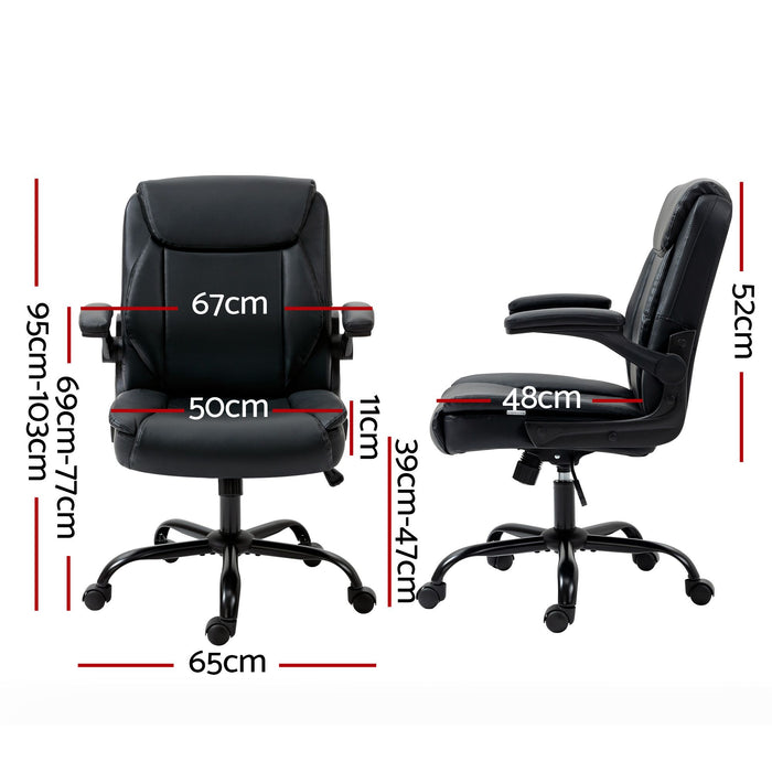 Artiss Office Chair Leather Computer Desk Chairs Executive Gaming Study Black