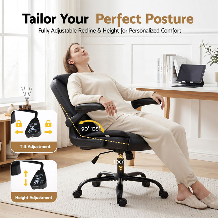 Artiss Office Chair Leather Computer Desk Chairs Executive Gaming Study Black