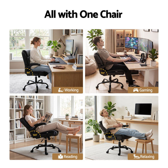 Artiss Office Chair Leather Computer Desk Chairs Executive Gaming Study Black