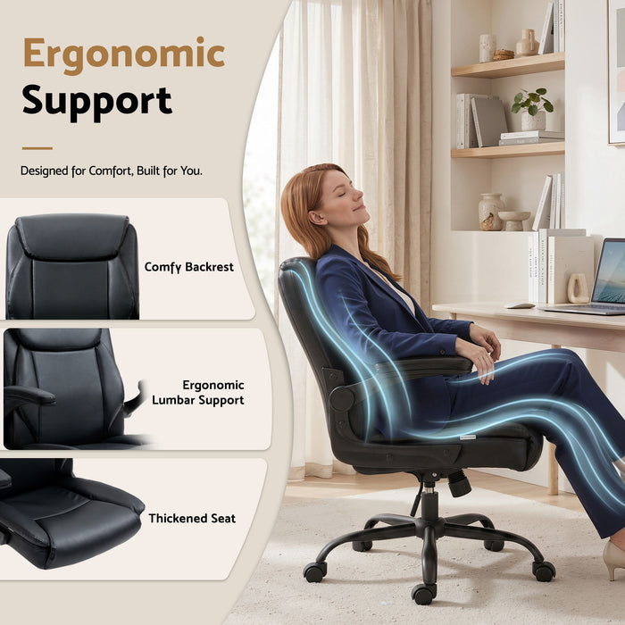 Artiss Office Chair Leather Computer Desk Chairs Executive Gaming Study Black