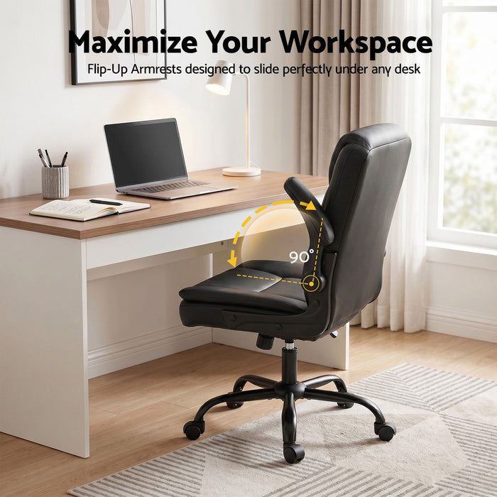Artiss Office Chair Leather Computer Desk Chairs Executive Gaming Study Black