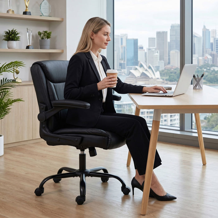 Artiss Office Chair Leather Computer Desk Chairs Executive Gaming Study Black