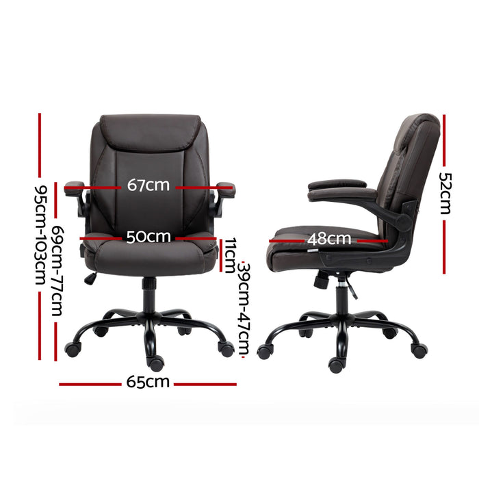 Artiss Office Chair Gaming Computer Executive Chairs Leather Tilt Swivel Brown
