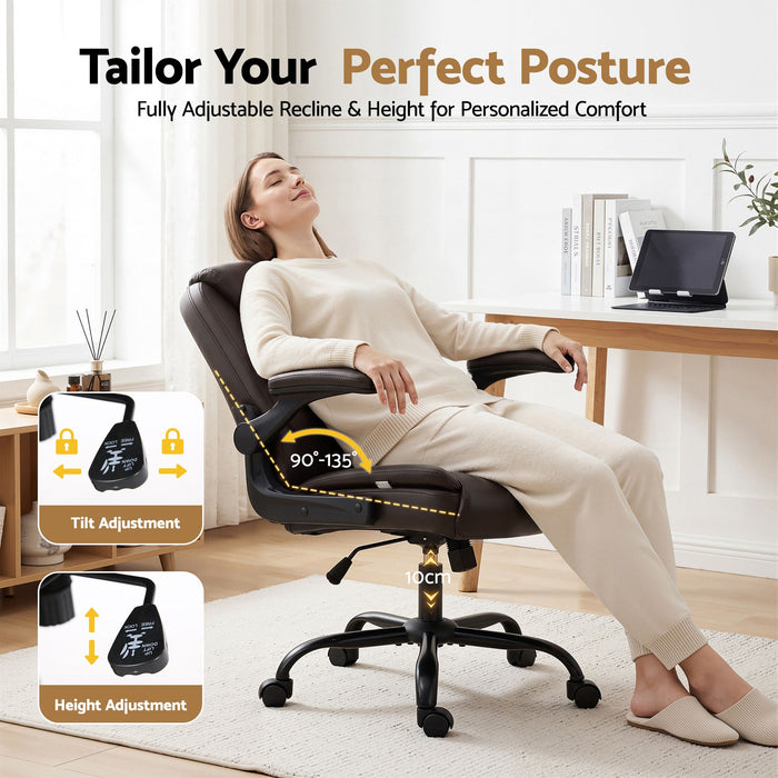 Artiss Office Chair Gaming Computer Executive Chairs Leather Tilt Swivel Brown