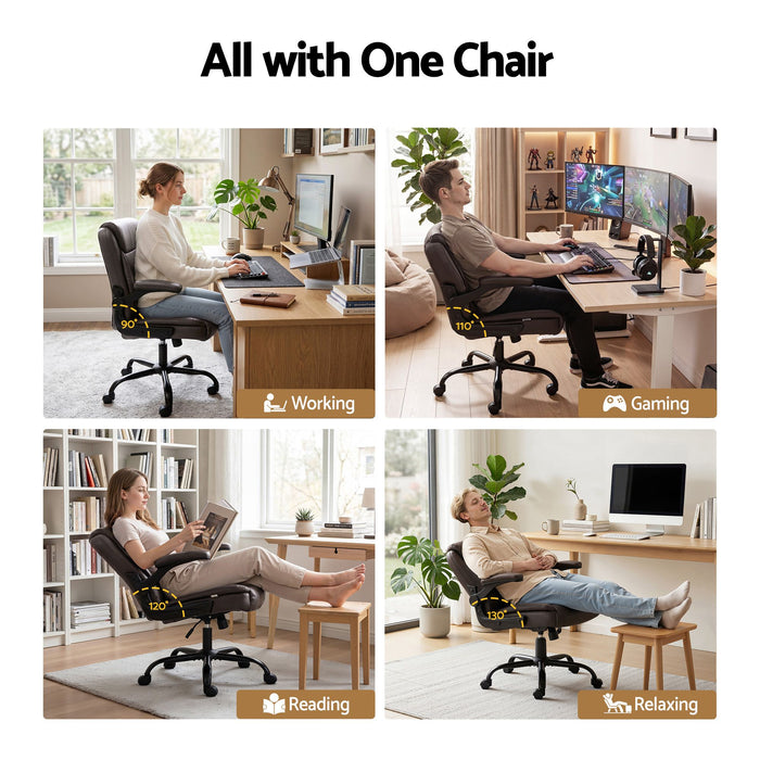 Artiss Office Chair Gaming Computer Executive Chairs Leather Tilt Swivel Brown