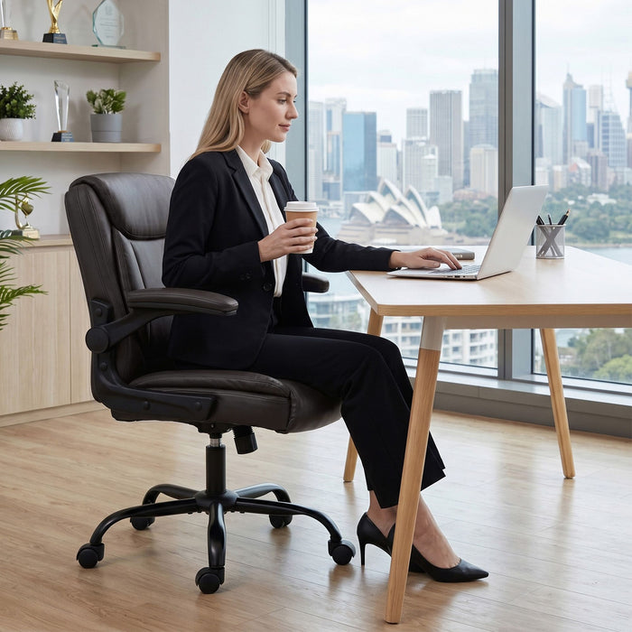 Artiss Office Chair Gaming Computer Executive Chairs Leather Tilt Swivel Brown