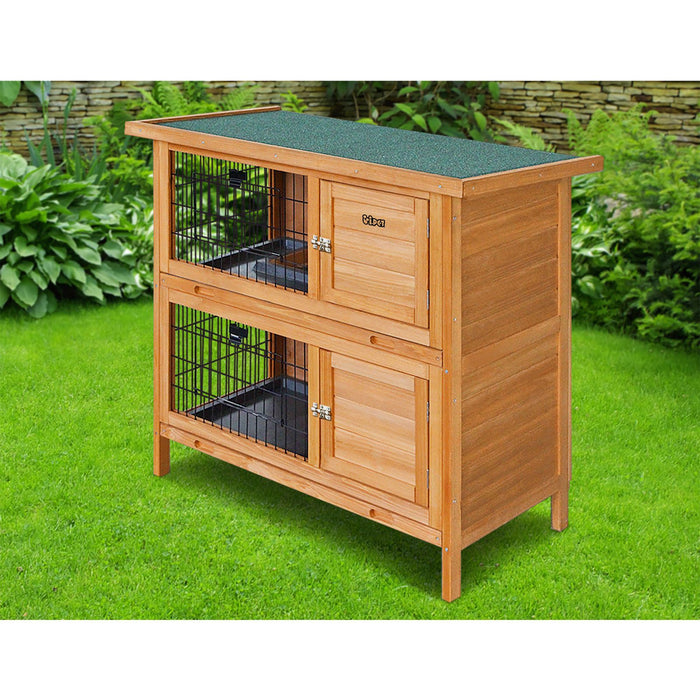 i.Pet Rabbit Hutch Wooden Pet Hutch 82cm x 91.5cm x 45cm