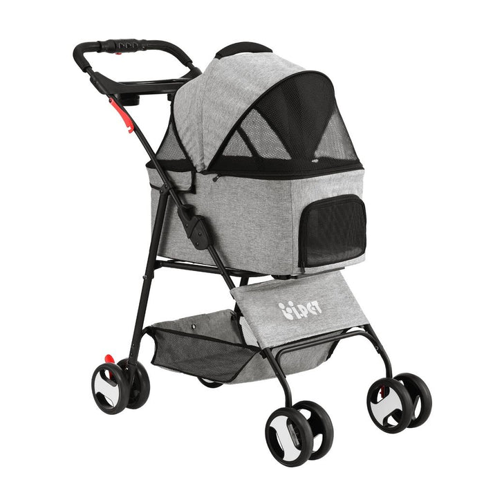 i.Pet Pet Stroller Dog Carrier Foldable Pram 3 IN 1 Middle Size Grey