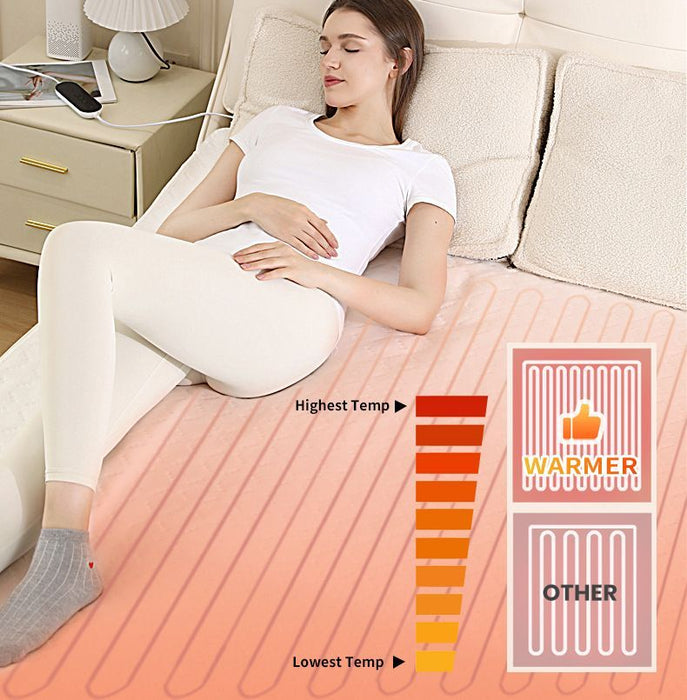 Heated Blanket Electric Throw,4 Heat Settings & 8H Auto Shut-Off Double Helix Fast Heating Electric Blanket,Skin-Friendly Cotton & Non-Slip Design Heated Throw with Overheat Protection - White - Size 59*31.4"