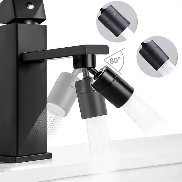 Faucet aerator, 360 Degree Rotation rotatable nozzle for kitchen faucet, 2 Outlet Positions, M22/M24 Thread Compatibility, 2 Spray Modes, Black Finish