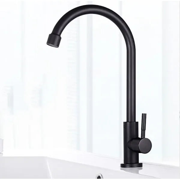 Kitchen Faucet Single Hole Bathroom Water Faucet Swivel Cold Water Faucet, durable and practical material, 360 Degree Rotation, Black Finish