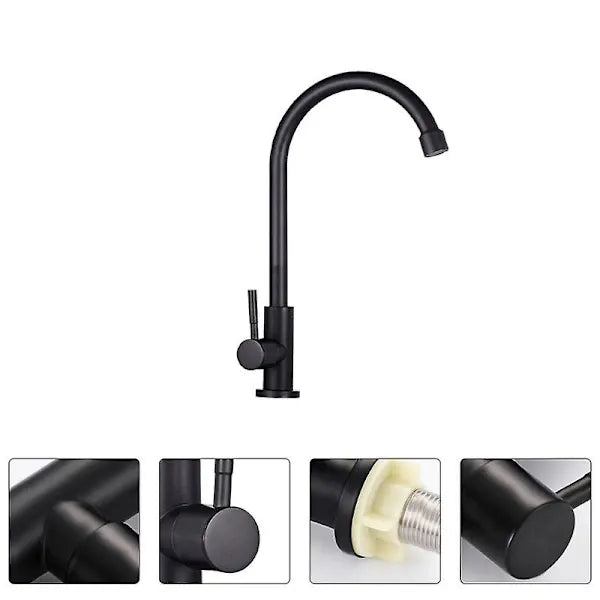 Kitchen Faucet Single Hole Bathroom Water Faucet Swivel Cold Water Faucet, durable and practical material, 360 Degree Rotation, Black Finish