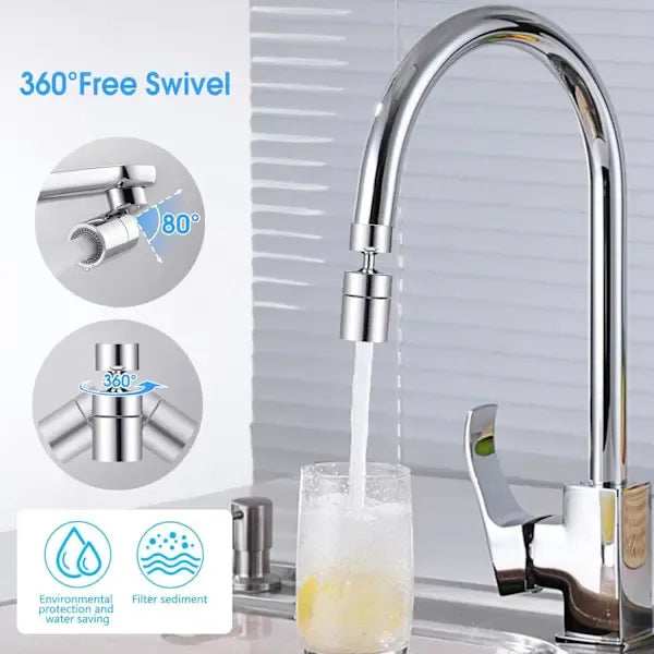 Dual Function 360 Degree Rotation Swivel Faucet Spray Head, Soft Bubble and Strong Spray, FM22 Adapter, stainless steel material