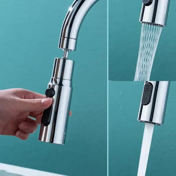 Spray head compatible with kitchen mixer 3 Spray Modes 720 Degree Rotation Rotatable faucet shower, Silver Finish