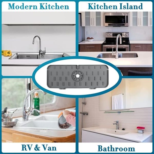 Sink protector, silicone sink mat, faucet splash guard, silicone splash guard under the faucet, kitchen and bath protection