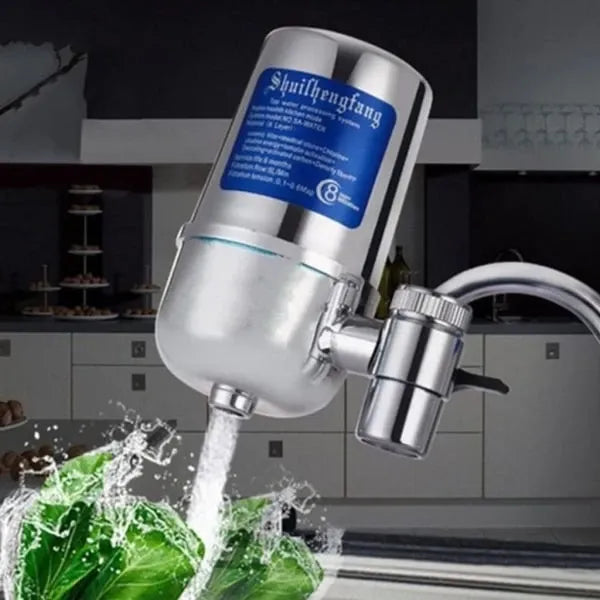 Faucet Drinking Water Filter, Tap-Mounted Water Purifier with M22/M24 Adapter, Kitchen Faucet Filtration, Chrome Finish