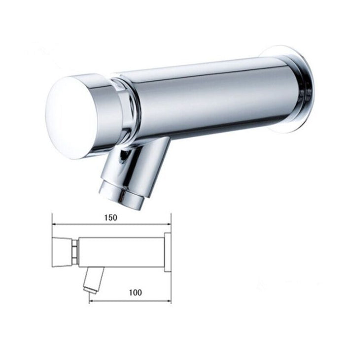 Modern Self-closing Brass Bathroom Sink Faucet, G1/2 Thread, cold water use, water-saving flow, ceramic cartridge, Chrome Finish