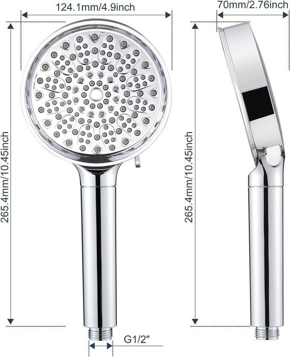 Cobbe Shower Head With Filter- High Pressure Bathroom Nozzle With 6 Spray Modes, Large Strong Flow Rain for Hard Water Filter, Chrome Finish