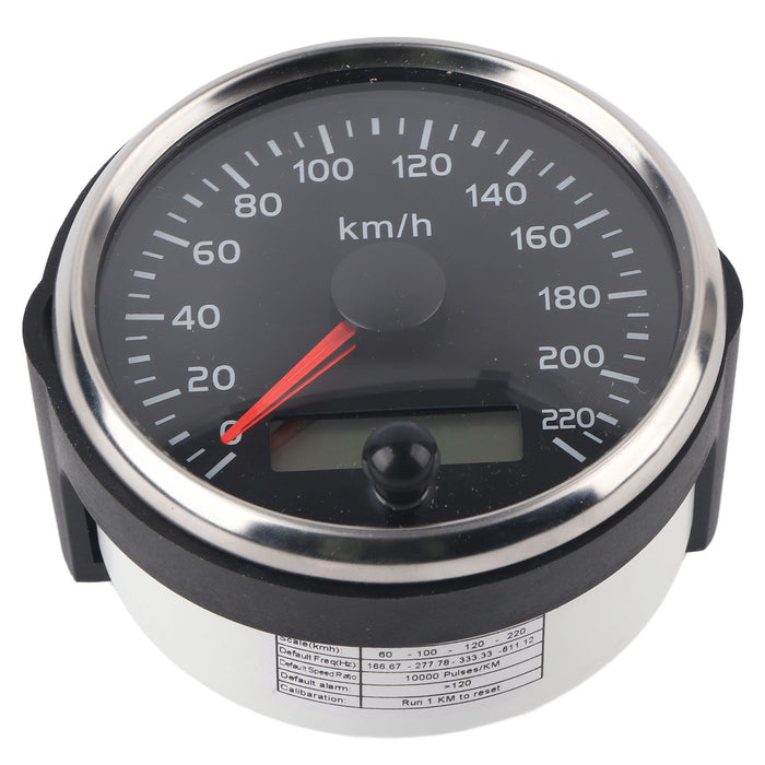 85mm Speedometer LCD Adjustable Waterproof 220KM/H for 12V/24V Car Truck Boat Motor, Stainless Steel + Plastic material, Black/White Color Options