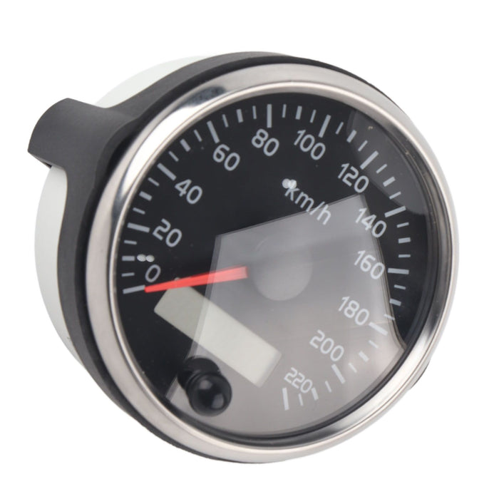 85mm Speedometer LCD Adjustable Waterproof 220KM/H for 12V/24V Car Truck Boat Motor, Stainless Steel + Plastic material, Black/White Color Options