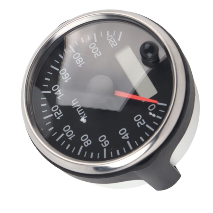 85mm Speedometer LCD Adjustable Waterproof 220KM/H for 12V/24V Car Truck Boat Motor, Stainless Steel + Plastic material, Black/White Color Options