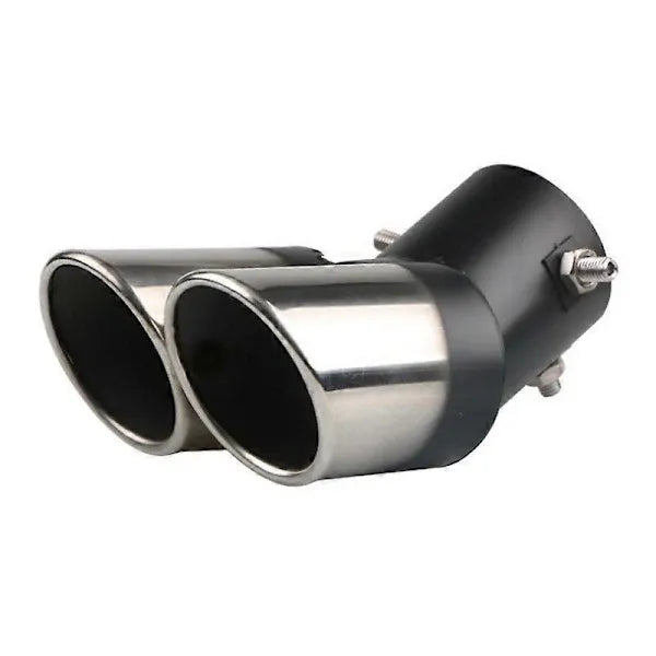 Universal 63mm Stainless Steel Dual Exhaust Pipe for Car, Stainless Steel + Steel material, exhaust sound control, Black/Silver Color Options