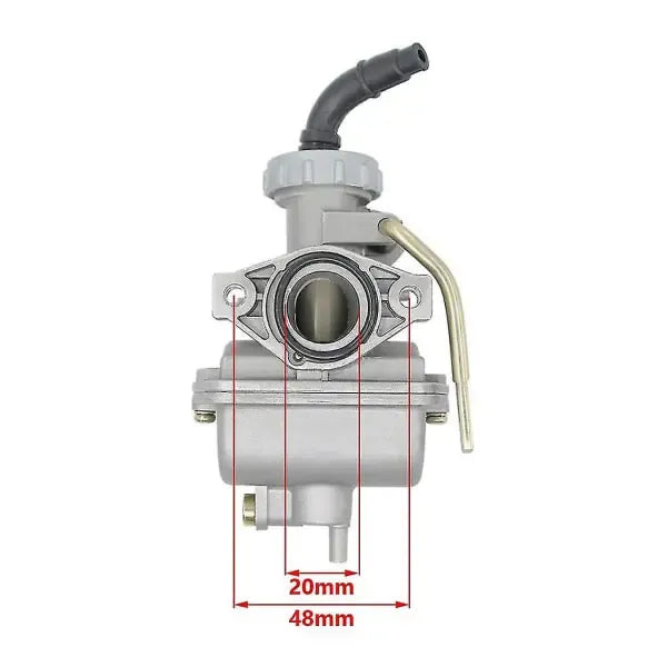 Pz20 Carburetor for 50cc 70cc 90cc 110cc 125cc 4-stroke Engine, Metal material, engine fuel mixing replacement, Silver Color