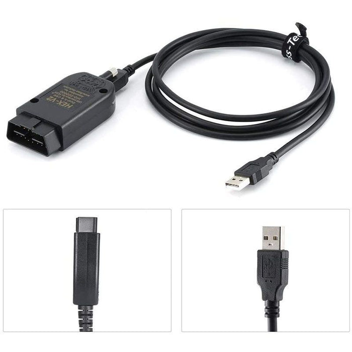 HEX V2 VCDS VAG COM 25.3 5053 Diagnostic Cable for VW/AUDI/Skoda/Seat Auto Reader USB Scanner Cable (English), ABS material