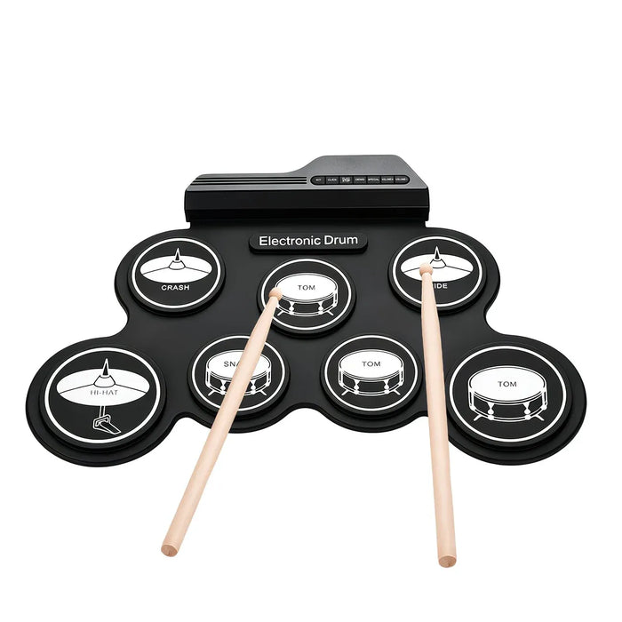 Portable Roll-Up Electronic Drum: Seven Pads with Realistic Feel, Silent Practice, Foldable and Easy to Carry Anywhere