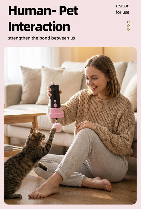 Electric Cat Fishing Wand Toy: One-Button Launch with Spring Retraction, the Perfect Stress-Relief Toy for Human-Pet Interaction/Blue head [gift battery *2+ replacement head *2+ screwdriver