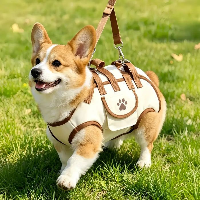 Oxford Fabric Pet Three-in-One Travel System: Horizontal Back Design Protects Spine, Four-Leg Separation, Three Uses in One: Kennel, Backpack, and Leash/Size S [recommended weight 4-8 kg]